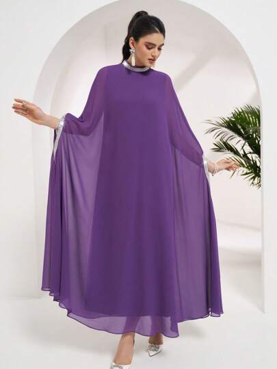 Al Najma 女士闪亮装饰土耳其和阿拉伯传统长袍，朴素的卡夫坦