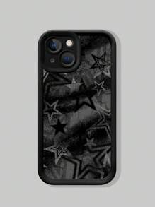 ROMWE Grunge Punk 1pc Star Pattern Black Phone Case, Compatible With IPhone 11 12 13 14 15 Pro Max 16 - Multicolor - View 1