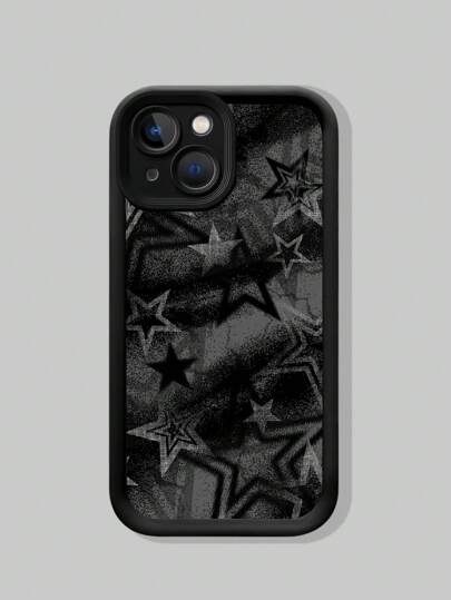 Grunge Punk 1pc Star Pattern Black Phone Case, Compatible With IPhone 11 12 13 14 15 Pro Max 16