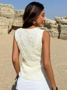 DAZY New Arrival Spring Textured Bohemian High-End Sleeveless Jacket For Women - White - View 2