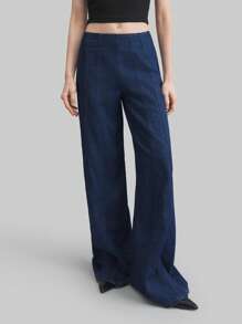 Ontre 女式牛仔裤 深蓝色 复古风 90 年代服饰 - 深色水洗藍 - 查看 4