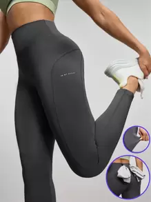 Women High Waist Simple Fitted Outdoor Sports Leggings, Casual Daily Wear