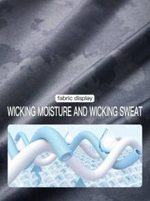 Manfinity Sport PWRUP Men's High Elasticity Sports T-Shirt - Geometric-Patterned Polyester Knit Fabric,Thin Quick Dry Breathable Trousers Top For Running, Yoga, Hiking & Outdoor Activities - Summer Casual Fit - Black - View 4