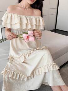 DAZY New Summer Women Sundress With Off Shoulder Design, Long Dress,Ruffle,Casual Women Dresses