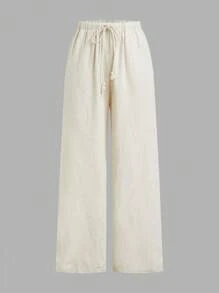 SHEIN EZwear Dames effen kleur veterzak eenvoudige casual lange broek