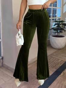 INAWLY Women Plain Casual Long Pants For Everyday Wear Fall Cloth For Women - Green - View 4