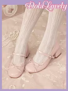 Dola Lovely Round Toe Bow Decor Slingback High Heel Pumps, Fashionable Women Dress Shoes Spring Shoes Spring Break Easter