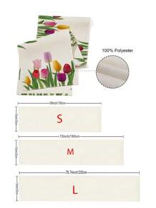 1pc Tulip Floral Linen Table Runner For Dresser, Farmhouse, Kitchen, Dining Room Decor, Holiday Party Wedding Decoration,Spring,Fall,Multiple Sizes - Green - View 3