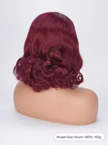 99J 勃艮第鲍勃假发真人发 13x4 前蕾丝假发波浪前蕾丝假发真人发预拔 180% 密度透明酒红色鲍勃假发女士真人发 - S99J - 查看 2