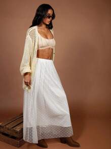 COSMINA Women's Sheer Polka Dot Mesh Skirt, Western Wear For Women, Petite In Women's Clothing, Sexy, Super Long Skirt, Boho Style, Summer For Women, Moto Boho