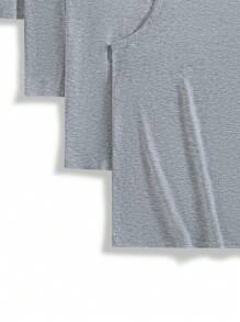 SHEIN Leap Crew 5pcs/Set Casual Basic Crew Neck Sleeveless Tank Tops, Comfortable Layering, Spring/Summer - Light Grey - View 3