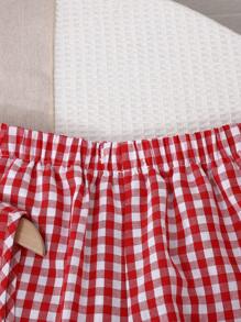 SHEIN LMoss Kids Tween Girls Plaid Tie Bow Sleeveless Blouse And Wide Leg Pants 2 Pieces Outfit Holiday Outfits