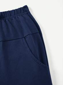 Cozy Pixies 2件套男婴撞色圆领T恤和短裤运动服 - 藍白色 - 查看 5