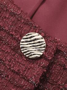 DAZY Ankara Red Plaid Faux Fur Patchwork Vest Style Women's Regular Jacket Women Coats - Red - View 6