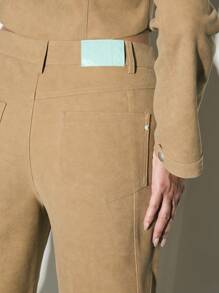 KIZN Designer Wide Leg Suede Trousers High Waist Palazzo Pants Premium Fall Winter Fashion Statement Bottoms Luxe Casual Wear