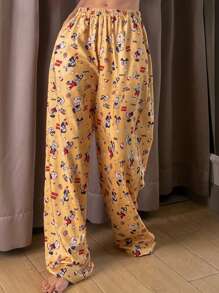 DAZY Cute Cartoon Print Loose Sleep Pants, Fall Pajama, Winter - Yellow - View 7