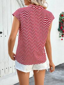 SHEIN Clasi Women's Red & White Polka Dot Print V-Neck Blouse, Versatile For Spring/Summer - Red - View 2