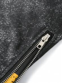 Men's Letter Print Drawstring Waist Sweatpants - Black - View 4