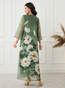 Lacomfia Printed Long Dress,Casual And Fashionable For Everyday Wear - Green - View 2
