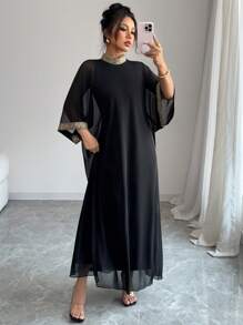 Elenzga Women's Solid Color Simple Fashion Casual Daily Dress - Black - View 4