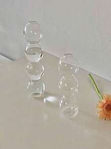 SHEIN 1 pièce Pot de fleurs en verre hydroponique, décoration intérieure transparente et à la mode