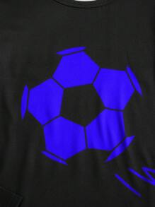 SHEIN Leap Crew Tween Boy Glow-In-The-Dark Football Printed Crew Neck Long Sleeve Top And Snug Fit Long Pants Casual Comfortable Pajamas Set