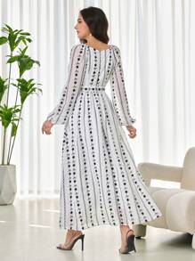 Modelyn Conservative Style Heavy Embroidery Long Dress For Women - White - View 6