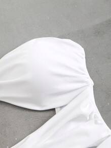 SHEIN Swim Women's Springbreak White Vacation Sexy Strapless Backless One-Piece Swimsuit For Summer - White - View 8