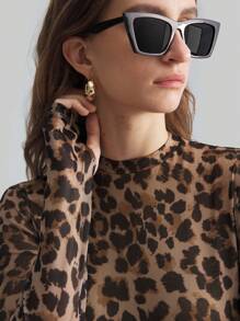 Ontre 2026SS New Elegant Leopard Print Digital Printed Long Sleeve Dress, Fitted Waist A-Line Silhouette, Suitable For Party, Holiday, Office, Wedding Guest, Vacation, Versatile Fashion Commuter Dress - Brown - View 6