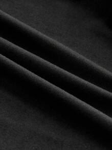 ROMWE Grunge Punk 哥特式吊坠柔和蕾丝拼接二合一圆领修身女式 T 恤 - 黑色 - 查看 4