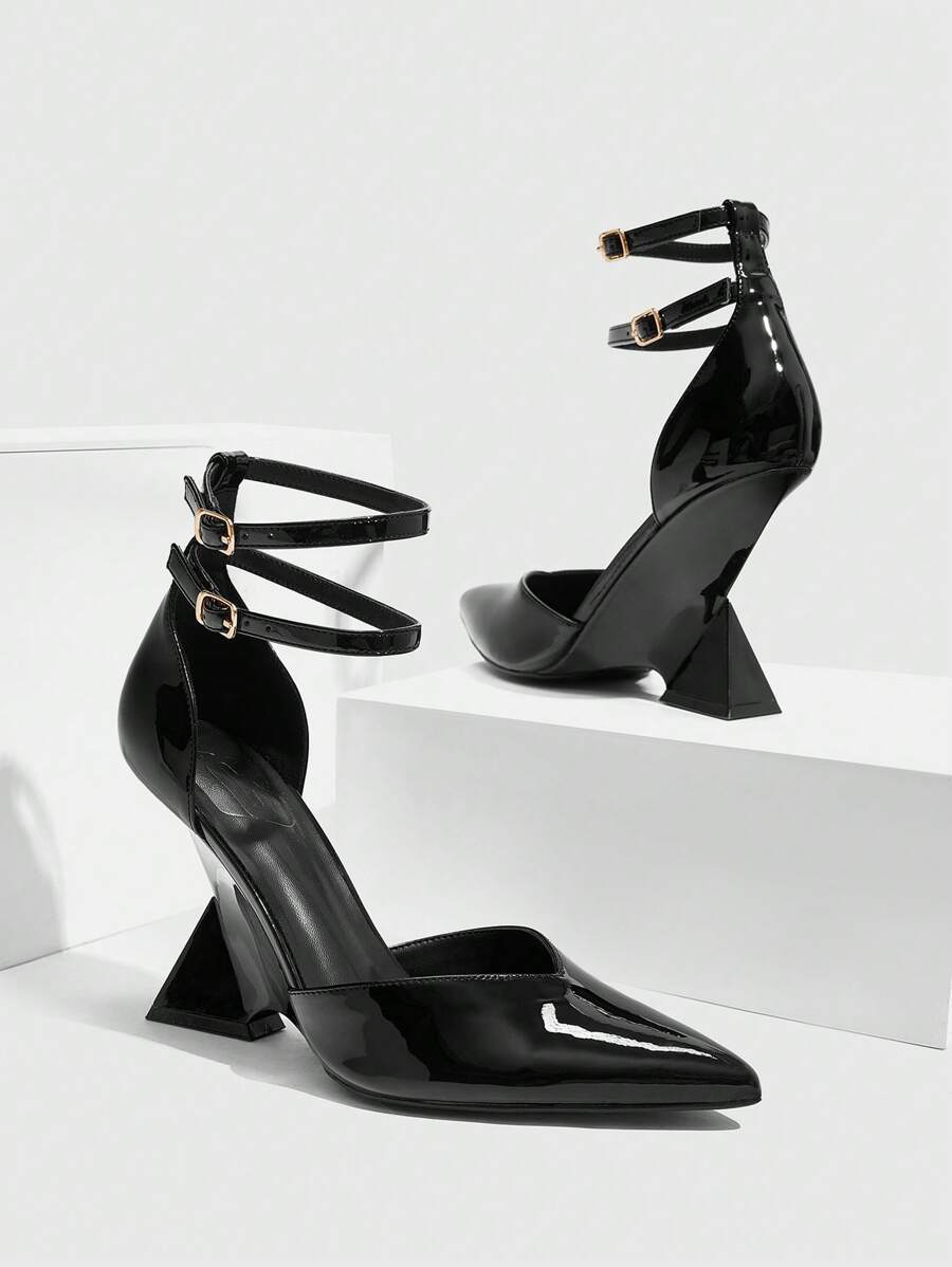 CUCCOO SZL Sharp Pointed Unique Heel Women's High Heel Pumps, Street Style, Sexy Date Night Or Party Outfit For And Vibe And Spring Shoes Spring Break Easter Prom Heels - Black - View 1