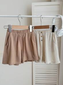 SHEIN LMoss Kids 3er Pack Jungen Lässig Sport Shorts Set, einfarbig mit elastischem Bund und Knopfverzierung, bequem und vielseitig einsetzbar, geeignet für Kleine Jungen, Schulanfang, Geburtstagsfeiern, Abendveranstaltungen, Aufführungen, Hochzeiten, Taufen, Eröffnungszeremonien, Alltagskleidung, Schule, Reisen, Sport, Frühling und Sommer - Verschiedenfarbig - Übersicht 6