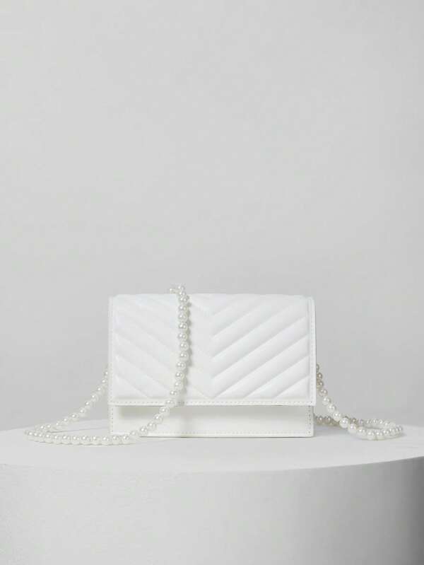 Lightweight,Business Casual Argyle Princess Faux Pearl & Rhinestone Pearl Chain & Decor Mini Faux Pearl Beaded Chevron Square Bag For Party, Wedding, Prom And Dinner, Lipsticks, Women's Pearl Bag For Teen Girls Women College Students,Rookies & White-Collar Workers Perfect For Office,College,Work ,Business,Commute,Outdoors, Travel, Outings