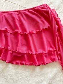 Soleia 女士浪漫假期吊带背心和荷叶边迷你裙套装 - 粉色 - 查看 4