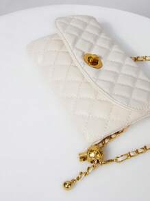 New Fashion Rhombus Embroidery Detachable Chain Mini Multifunctional Waist Bag, Versatile As Belt, Shoulder Strap Or Crossbody