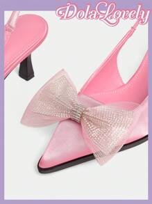 Dola Lovely Beaded Black Pointed Toe High Heel Pumps Spring Break Easter - Pink - View 5