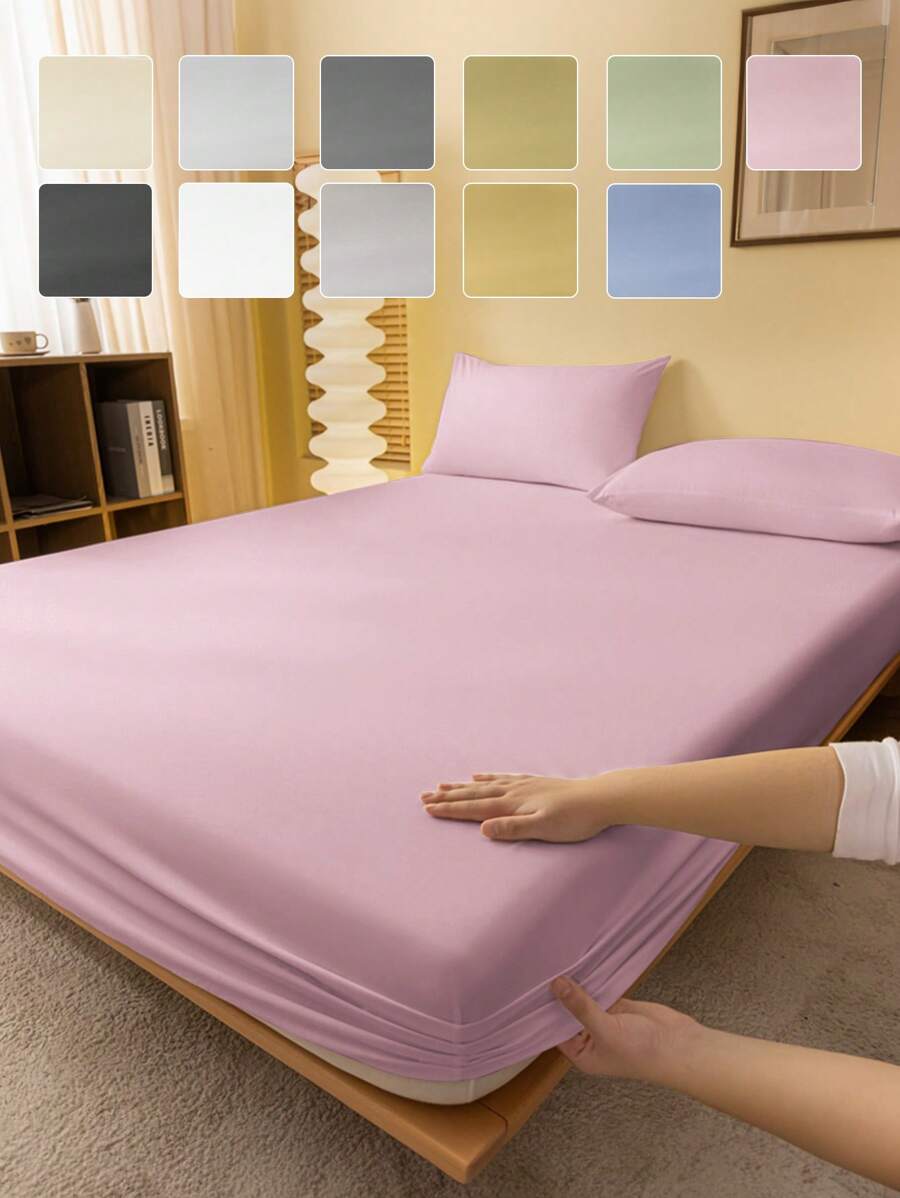 1 件床笠、床上用品、床垫保护套、床罩、舒适家纺、透气抗起球床垫保护套、纯色床罩、家居装饰、装饰性床罩床罩，适用于卧室宿舍，适合所有尺寸的床 - 单人床、双人床、大号床、特大号床，适合所有季节，可机洗，防尘防滑，不含枕头和枕套，秋季装饰，秋季装饰，房间装饰 - 粉色 - 查看 1
