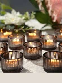 烛台套装 4/12/24/36，2'' X 1.4'' 小玻璃茶灯供奉蜡烛台（不包括蜡烛），非常适合婚礼桌面中心装饰和节日派对家居装饰、万圣节、幽灵、秋季、冬季、假日、节日、房间装饰、礼物 - 灰色 - 查看 7