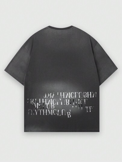 Grunge Punk Camiseta con estampado de eslogan para hombres, apta para uso diario en primavera y verano