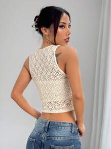 SHEIN EZwear Women Knitted Top, Casual And Fashionable For Daily Wear - Apricot - View 2