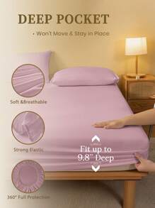 1 件床笠、床上用品、床垫保护套、床罩、舒适家纺、透气抗起球床垫保护套、纯色床罩、家居装饰、装饰性床罩床罩，适用于卧室宿舍，适合所有尺寸的床 - 单人床、双人床、大号床、特大号床，适合所有季节，可机洗，防尘防滑，不含枕头和枕套，秋季装饰，秋季装饰，房间装饰 - 粉色 - 查看 4