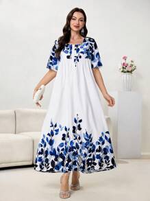 Seusyu Digital Print Single-Breasted A-Line Dress For Women - Multicolor - View 2