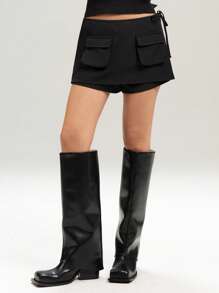 LYSMO 黑色休闲舒适设计裤裙 - 黑色 - 查看 4