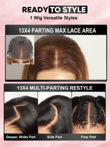ALL READY WIG 亮点渐变色蕾丝前假发 4/30 蜂蜜金色直发真人发假发 女士 13x4 无胶前部假发 真人发彩色直发蕾丝前蕾丝假发 - S4/30 - 查看 9