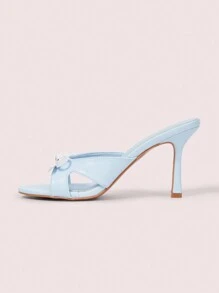 CUCCOO DOLLMOD صنادل نسائية ذات كعب عال مريحة وعصرية ذات أصابع مستديرة من جلد البوليوريثان اللون الوردي - أزرق فاتح اللون - مشاهدة 6