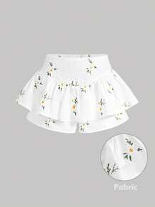 SHEIN MOD Women White Embroidered Low Waist Skort,Vacation Woman,Summer For Women,Beach For Woman,Spring For Women,Western Wear Women,Concert Women,Floral Skort - White - View 1