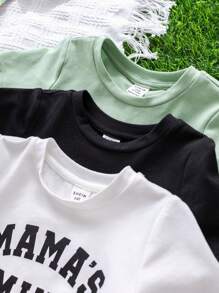 SHEIN Leap Crew 6 件套男婴和女婴休闲可爱图形字母图案宽松针织圆领 T 恤和短裤 2 件套服装套装，3 种颜色，适合春夏穿着，非常适合母亲节/母亲节/宝宝的第一个母亲节 - 彩色 - 查看 6