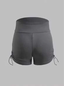 SHEIN Casual High-Waisted Adjustable Waist Maternity Shorts - Multicolor - View 8