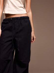 MUSERA Pantaloni a vita media con vita regolabile in stile paracadute, con polsini, jeans da stile di strada primaverile, stile anni '90 carino e sexy, Y2K estivo - Blu lavato scuro - Visualizzare 5