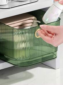 SHEIN 1pc Desktop Storage Box With Large Capacity, Handles, For Organizing Cosmetics, Snacks, Small Items In Living Room, Kitchen. Available In Multiple Sizes - Clear - View 2